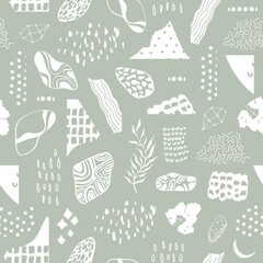 Abstract seamless pattern with hand drawn textures. Vector background. - 489204336