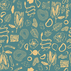 Seamless pattern with magic items. - 489204339