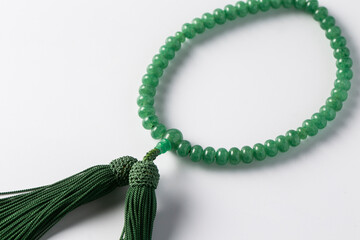 数珠　緑　石　お参り