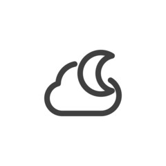 Cloud and crescent moon line icon