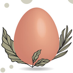Egg and tropical leaf illustration for social media background.