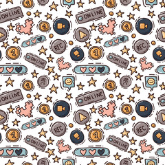 seamless pattern with game elements. cute vector illustration