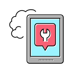 tablet repair color icon vector illustration