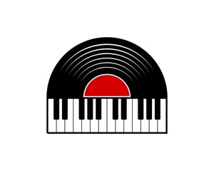 Music piano with black vinyl on the top