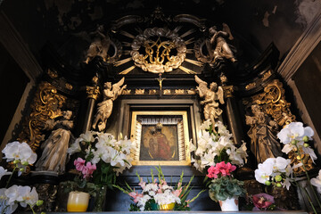 Altar of Our Lady of the Kamenita Vrata in the chapel of Our Lady of the Kamenita vrata (Stone Gate) in Zagreb, Croatia