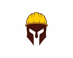 Spartan use a construction safety helmet logo - obrazy, fototapety, plakaty