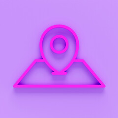 3D location pin design. 3D location pin for map illustration. Landscape location pin in 3D style on a colour background.