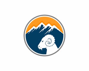 Goat head in the blue mountain logo