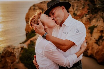 wedding couple shooting on the algarve lagos portugal at the beach 