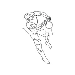 Goalkeeper One Continuous Line Drawing of Energetic Young Soccer Player
