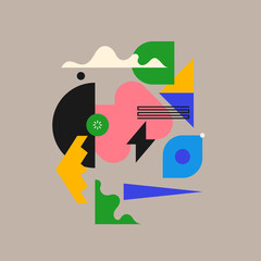 Modern geometric composition of various shapes. Illustration for design. Abstract background in the trend chart.