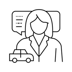 female driving school instructor line icon vector illustration