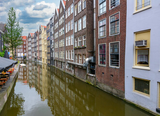 Fototapeta na wymiar Amsterdam canals and architecture in Netherlands