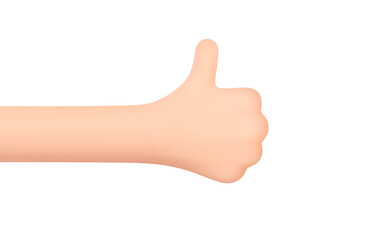 Like hand gesture. The thumb is raised up. Hand gesture. 3D cartoon friendly funny style isolated on white background