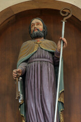 Saint Peter, statue in the parish church of St. Matthew in Garcin, Croatia