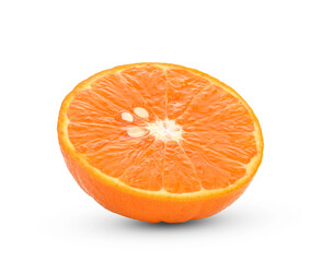 Half of orange fruit, sliced orange solated on the white background