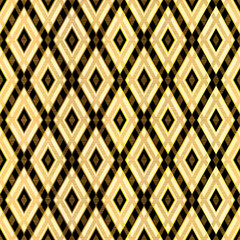 Luxury Yellow Rhombus Seamless Pattern Design with Gold and Black Details