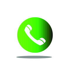 Vector icon : phone icon with white color, green background. for phone call symbols, CVs, invitation cards, business cards and more