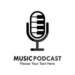 Music podcast logo template illustration