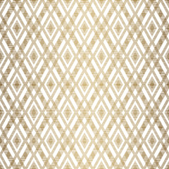 Elegant Luxury Geometric Rhombus Textured Seamless Pattern Design in Gold and White Background