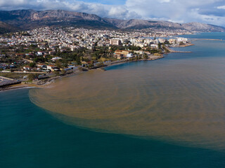 Arial view of Chios Island after the storm
