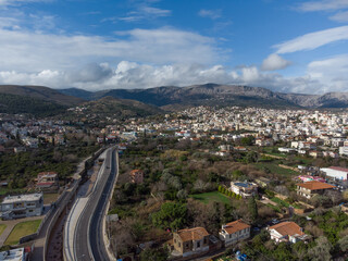 Arial view of Chios Island after the storm
