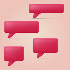 Set of 3d red speech bubbles. Vector