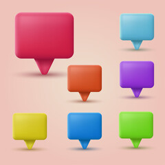 Set of 3d colorful speech bubbles. Vector