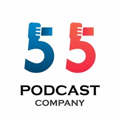 Number 5 with podcast logo template illustration
