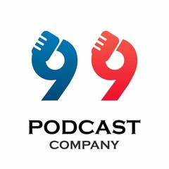 Fototapeta premium Number 9 with podcast logo template illustration