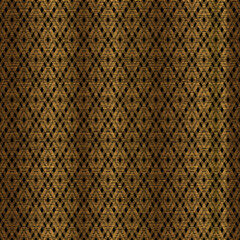 Rhombus Seamless Pattern Design in Gold on Black Background with Line Texture