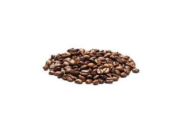 Coffee beans on a white background. Top view.