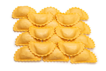Raw ravioli as background. Healthy italian food.