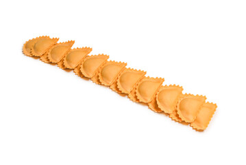 Raw ravioli as background. Healthy italian food.