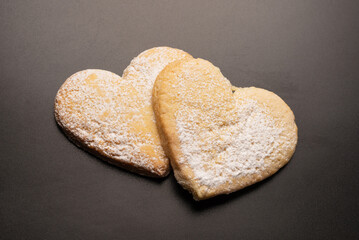 Shortbread in the shape of a heart isolated on white background.