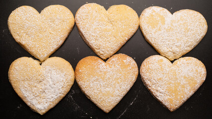 Shortbread in the shape of a heart isolated on white background.
