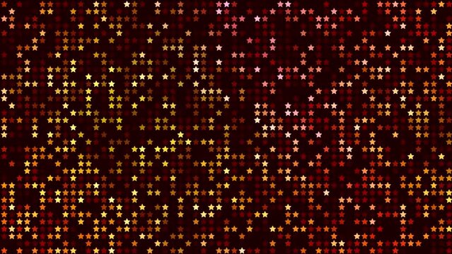 Abstract Artistic Red Golden Shiny Random Transparency Star Shape Grid screen Flickering Light Background Seamless Loop