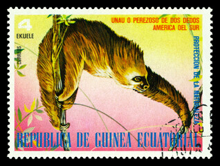 Postage stamp.  Sloth two-toed