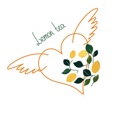 Lemon tea love cartoon flat vector element design.