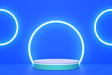 Neon color abstract 3D podium background