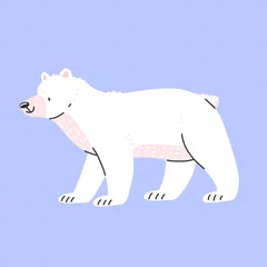Foto op Canvas Cute polar bear in cartoon style is standing. Vector isolated illustration with an animal. © Ekaterina Chemakina