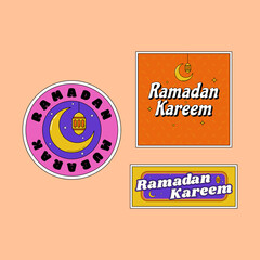 Retro ramadan label collection. Illustration Vector.