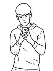 black and white of cute man for coloring