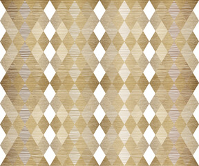 Rhombus Shape Seamless Pattern Design in Gold and White Geometric Style