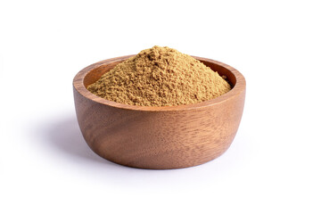 brown powder in a bowl on white