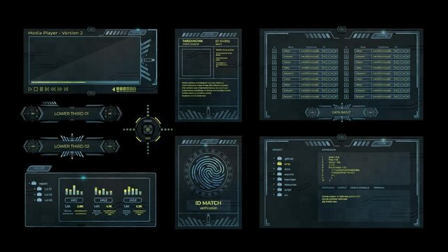 Digital hud ui elements graphics 2D with alpha.
