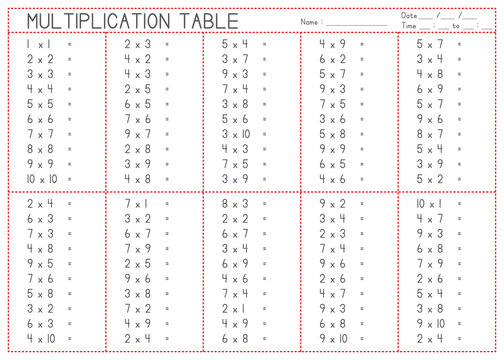Children Learning Printable - Multiplication Questions