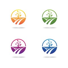 Tree leaf vector logo icon set