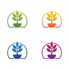 Tree leaf vector logo icon set