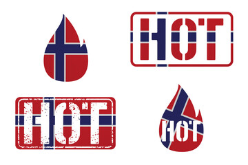 Fototapeta premium Hot News clip art in colors of national flag. Elements set on white background. Norway